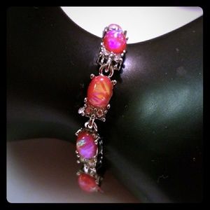 Pink Fire Created Opal Bracelet